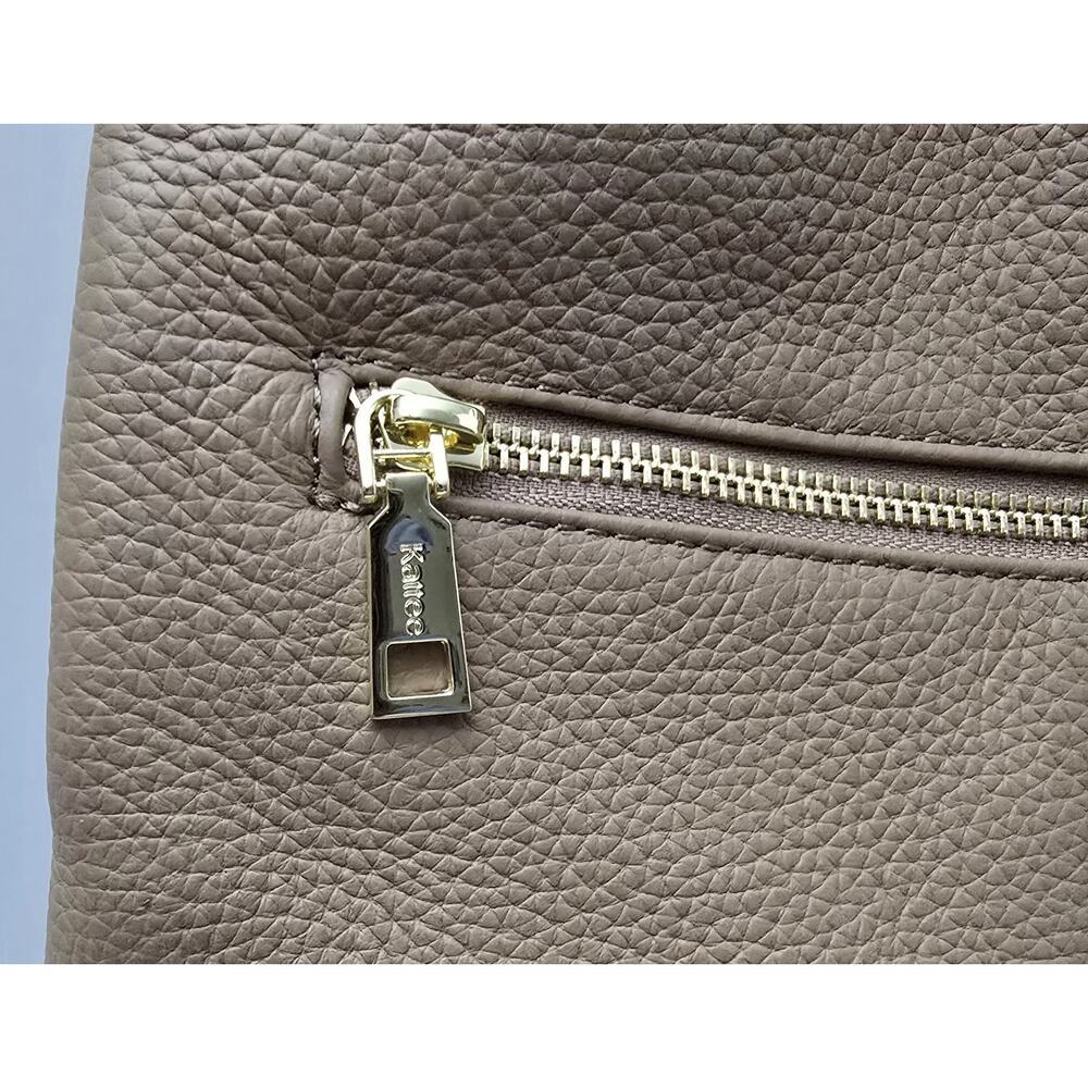 Kattee Leather Shoulder Bag Tote Purse Handbag Soft Genuine Leather Taupe - Picture 5 of 15